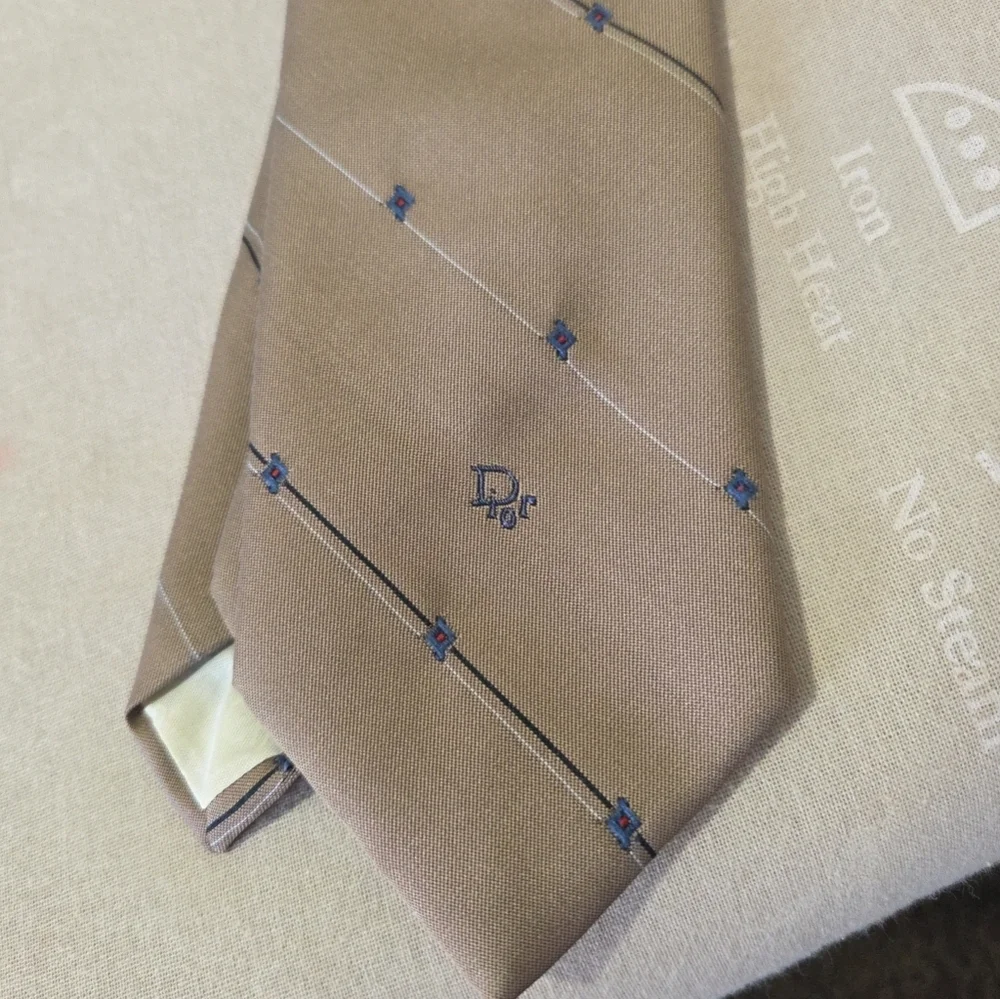 Vintage Christian Dior Polyester Silk Necktie Woven In Italy, Made In USA